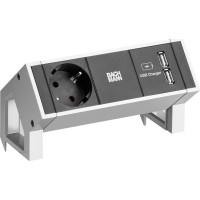 Bachmann DESK2 1x earthing contact 1xUSB Charger Inox