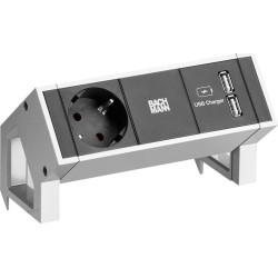Bachmann DESK2 1x earthing contact 1xUSB Charger Inox