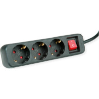 Roline Power Strip, 3-way, with Switch, black, 6 m