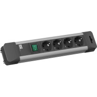 Bachmann CONNECTUS socket strip 4x earthing contact, plastic, with switch, 2 m