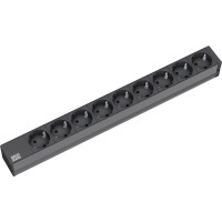 Bachmann 19" socket strip 9-way, without switch, black