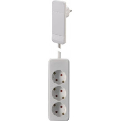 Bachmann SmartPlug flat plug, with 3x socket strip with earthing contact, white, 1.6 m