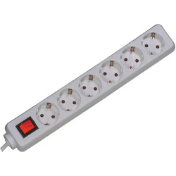 Bachmann SELLY socket strip 6x earthing contact, switch, white, 1.5 m
