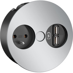 Bachmann TWIST 1xUTE 1xUSB Charger Chrom matt 0,2m GST18, chrom, 0,2 m