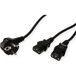 Value Y-Power Cable, 2x straight IEC Connector, black, 2 m