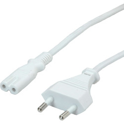 Value Euro Power Cable, 2-pin, white, 1.8 m