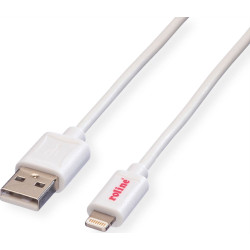 Roline Lightning to USB Cable for iPhone, iPod, iPad, white, 0.15 m