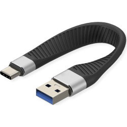 Roline USB 3.2 Gen 2 Silicone Cable, C-A, M/M, black, 11 cm