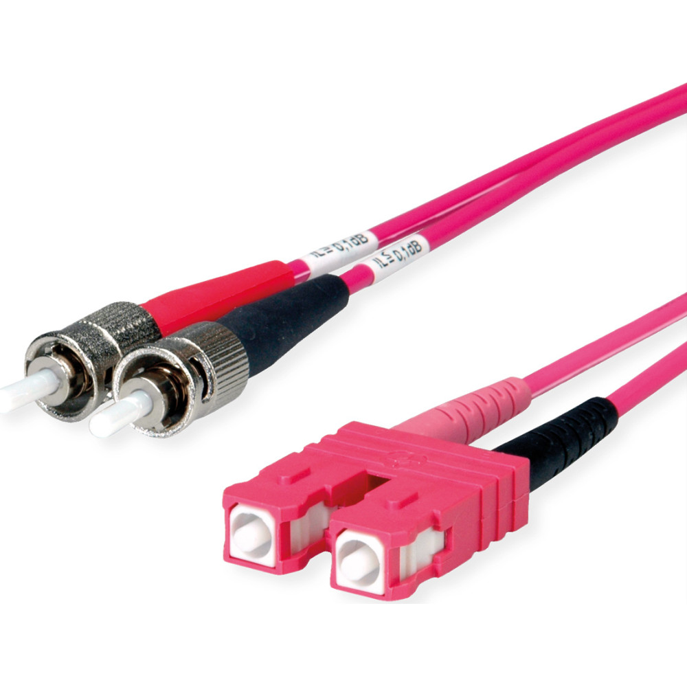 Telegärtner TELEGÄRTNER FO duplex adaptor cord, 2x ST, SC Duplex G50/125 OM4, violet, 1 m