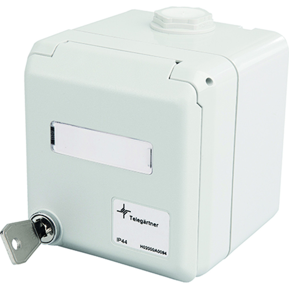 Telegärtner TELEGÄRTNER Outlet IP44 AP with lock, for 2x AMJ / UMJ Modules
