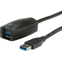 USB 3.0 aktīvs repeater kabelis, 5.0m, melns, Roline