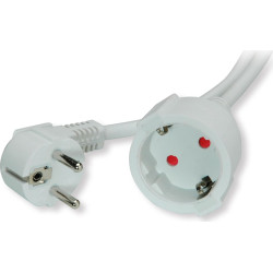 Value Extension Cable with 3P. German connectors, AC 230V, white, 5 m