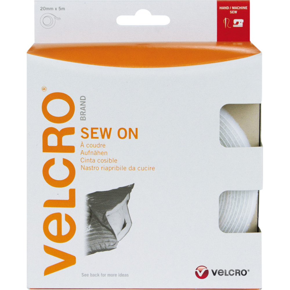Velcro ® Klettband zum Aufnähen, Haken & Flausch 20mm x 5m Weiß