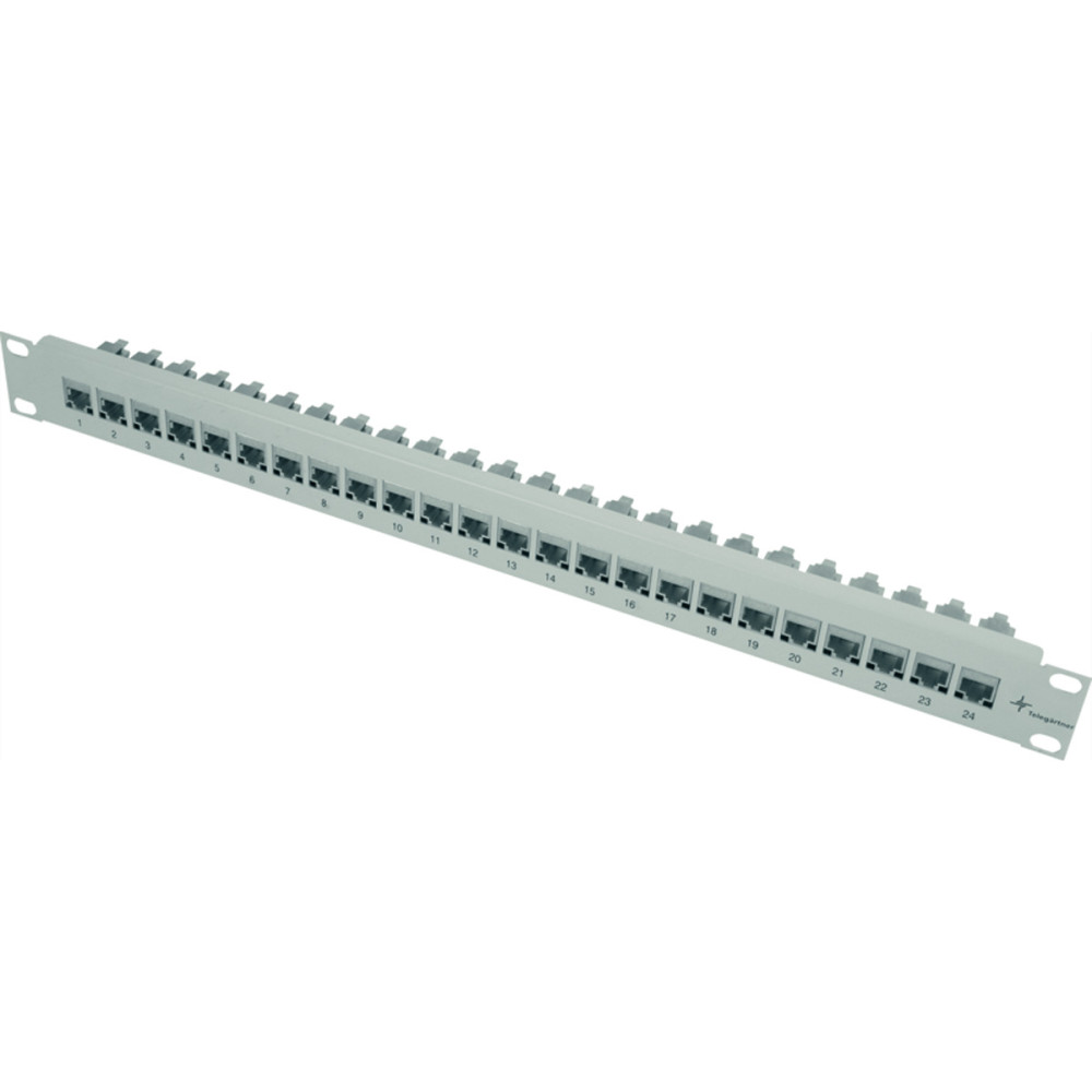 Telegärtner TELEGÄRTNER 19" Modulträger 1 HE,  inkl. 24 x Kupplungen K Cat.5e