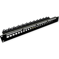 Roline Keystone 19'' Module Frame, empty, 24 ports, shielded, clip fixing, black