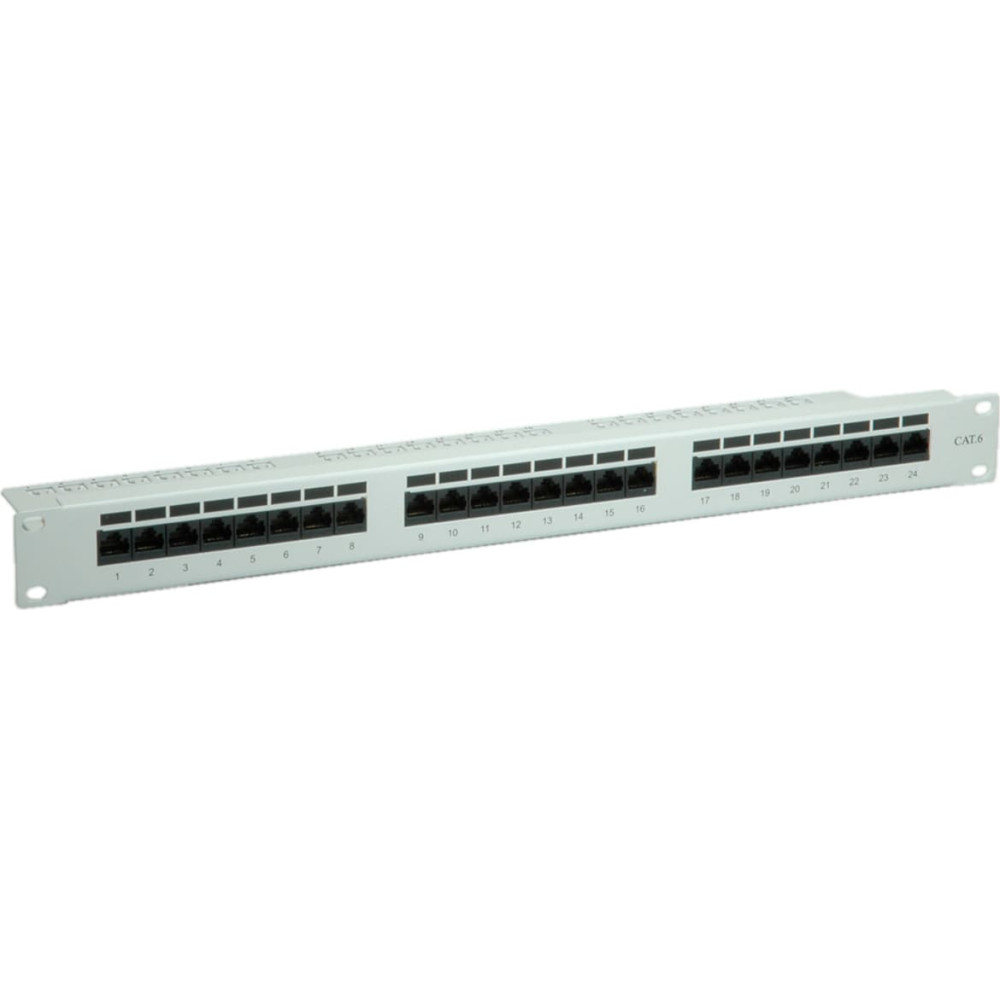 Value Cat.6/Class E 19" Patch Panel, 24 Ports, UTP light grey