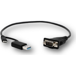 Exsys EX-23001 USB 2.0 mit C- und A-Stecker zu 1 x Seriell RS-232 Kabel mit 9 Pin Stecker FTDI Chip-Set