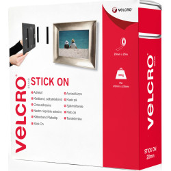 Velcro ® Klettband Selbstklebend, Haken & Flausch 20mm x 25m Schwarz