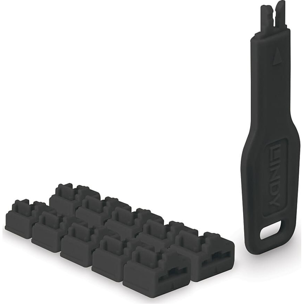 Lindy RJ45 Port Blocker, 10pcs + 1 Key, Black