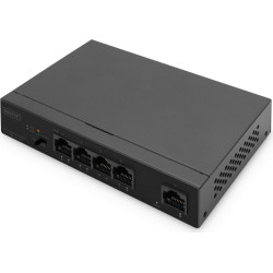 Digitus 4- Port Gigabit PoE Netzwerkswitch, Desktop, unmanaged, 1 Uplink Port RJ45, 60 W, af/at