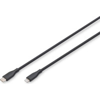 Digitus Lightning silicone connection cable, USB-C - Lightning, 0.5m, black