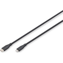 Digitus Lightning silicone connection cable, USB-C - Lightning, 0.5m, black