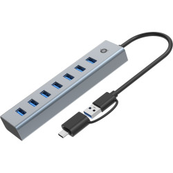 Conceptronic USB-Hub 7-Port 3.0/C->7x3.0 +TypC 5Gbps m.Nz gr