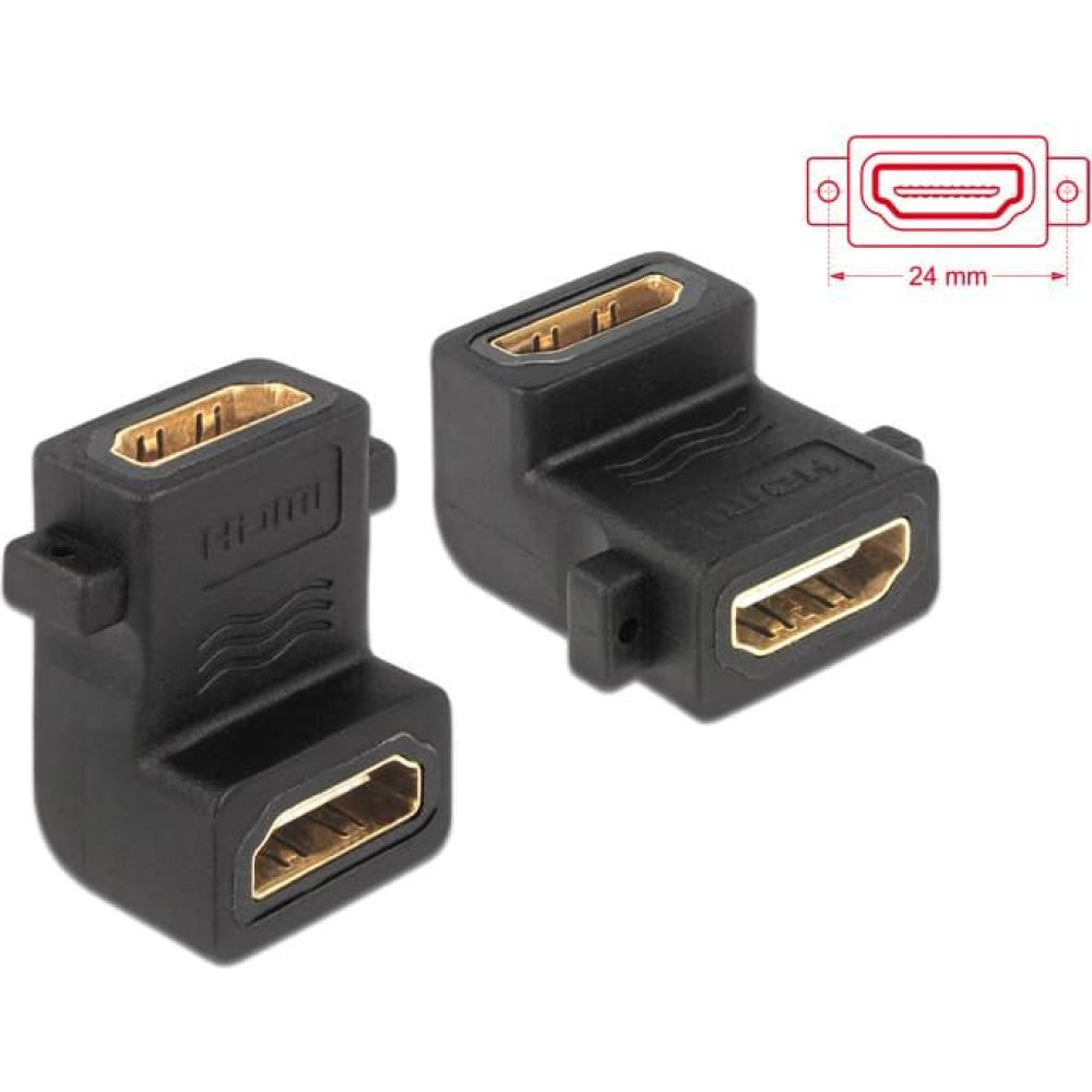Delock Adapter HDMI A female > female with screw hole 90° angled