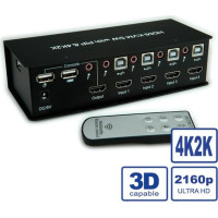 KVM slēdzis, 1liet. - 4PC, 4K HDMI, USB, Audio, USB Hub, VALUE