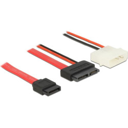 Delock Cable Slim SATA female > SATA 7 pin + 2 pin power male 70 cm