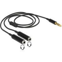 Delock Cable audio splitter stereo jack male 3.5 mm 4 pin > 2 x stereo jack female 3.5 mm 4 pin 25 cm