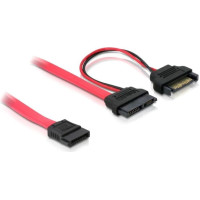 Delock Cable Slim SATA female > SATA 7 pin + SATA 15 pin 5 V 30 cm
