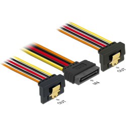 Delock Cable SATA 15 pin power plug with latching function > 2 x SATA 15 pin power receptacle 15 cm
