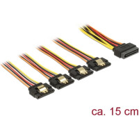 Delock Cable SATA 15 pin power plug with latching function > SATA 15 pin power receptacle 4 x straight 15 cm