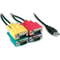 Adapteris USB2.0 > 4 x RS-232, 1.5 m, Roline