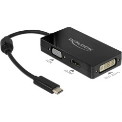 Delock Adapter USB Type-C™ Stecker > VGA / HDMI / DVI Buchse schwarz