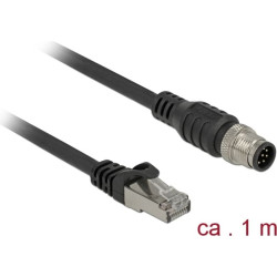 Delock Cable RJ45 plug to M12 plug 8 pin A-coded Cat.5e SFTP 1 m