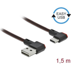 Delock EASY-USB 2.0 Cable Type-A male to USB Type-C™ male angled left / right 1.5 m black