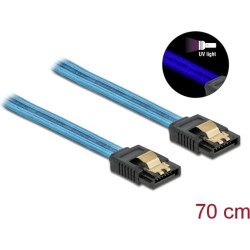 Delock SATA 6 Gb/s Cable UV glow effect blue 70 cm