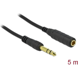 Delock Stereo Jack Extension Cable 6.35 mm 3 pin male to female 5 m black