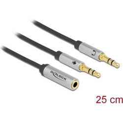 Delock Headset Adapter 1 x 3.5 mm 4 pin Stereo jack female to 2 x 3.5 mm 3 pin Stereo jack male (CTIA)