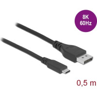 Delock Bidirectional USB Type-C™ to DisplayPort Cable (DP Alt Mode) 8K 60 Hz 0.5 m DP 8K certified