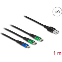 Delock USB Charging Cable 3 in 1 Type-A to Micro USB / 2 x USB Type-C™ 1 m