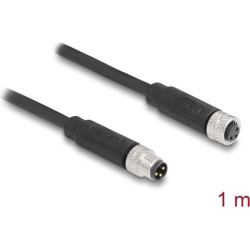 Delock M8 3 pin Cable A-coded male to female PUR (TPU) 1 m