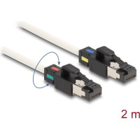 Delock Network Cable RJ45 plug to plug Cat.6A S/FTP with rotatable colour clips 2 m white