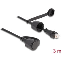 Delock Network Cable RJ45 plug to RJ45 plug Cat.6 STP with protective cap outdoor IP68 dust- and waterproof black 3 m