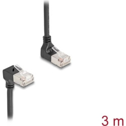 Delock RJ45 Network Cable Cat.6A S/FTP Slim 90° upwards / downwards angled 3 m black