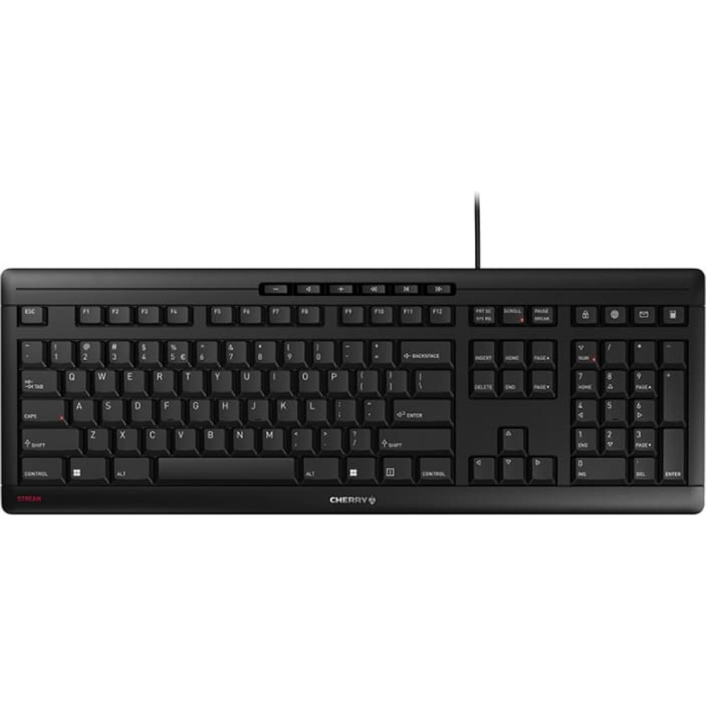 Cherry STREAM tastatūra Birojs USB QWERTY Amerikāņu angļu valoda Melns