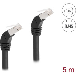 Delock RJ45 Network Cable Cat.6A S/FTP 45° downwards angled 5 m black