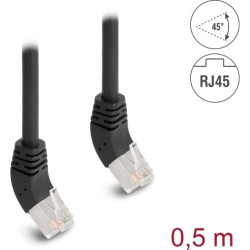 Delock RJ45 Network Cable Cat.6A S/FTP 45° upwards angled 0.5 m black
